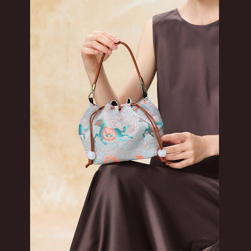 Women's Mulberry Silk National Fragrant Cloud Yarn Handbags