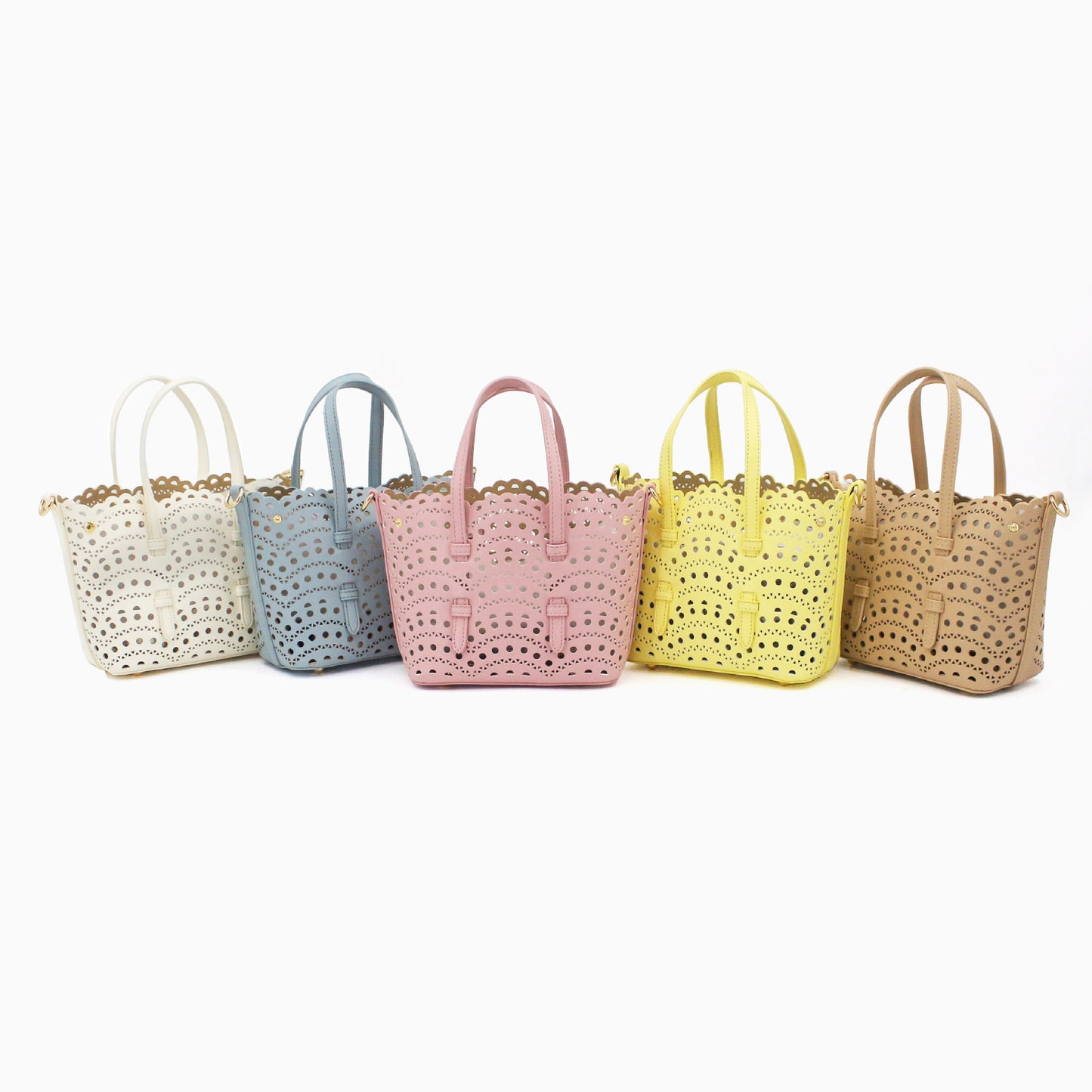 Women's Wave Calfskin Hollow Carved Basket High Women's Handbag