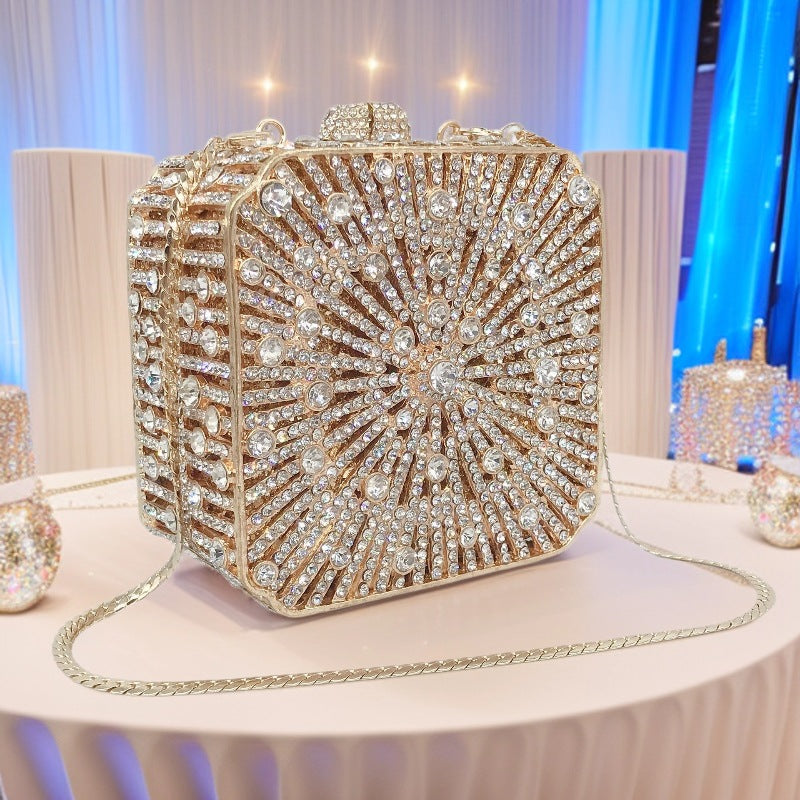 Women's Wedding Full Diamond Cheongsam Hand-held Box Dinner Bag