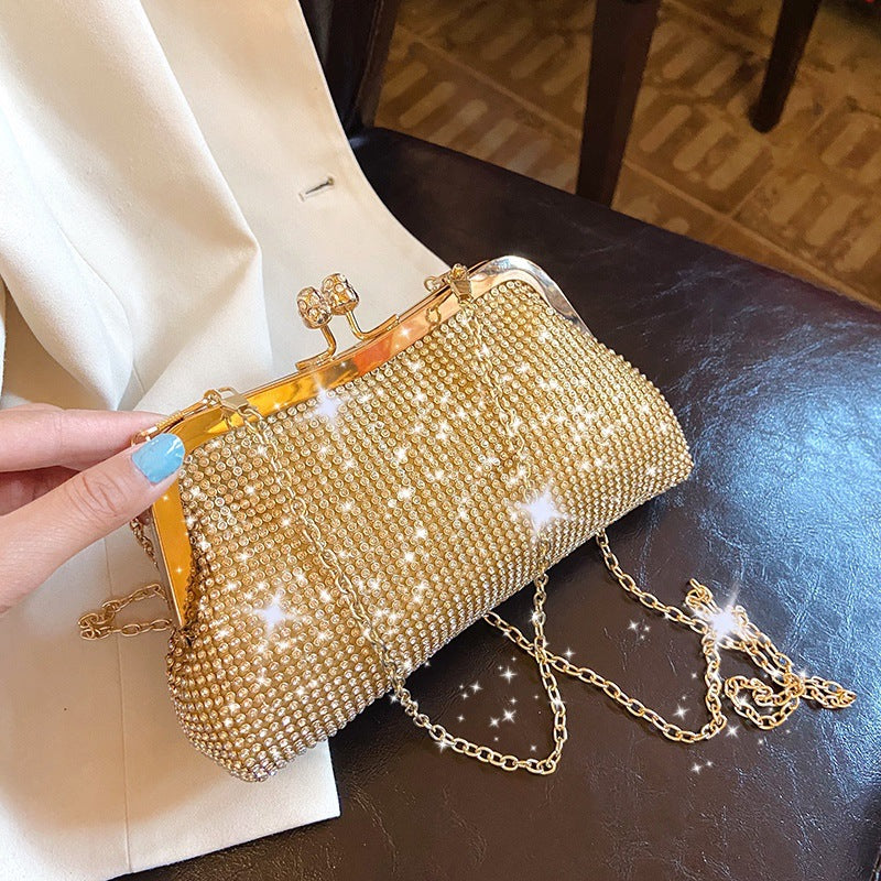 Women's Niche Rhinestone Hand Holding Net Drill Shiny Diamond Banquet Bags
