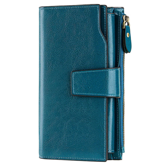 Women's Korean Style Oil Wax Leather Multiple Slots Ladies Wallet