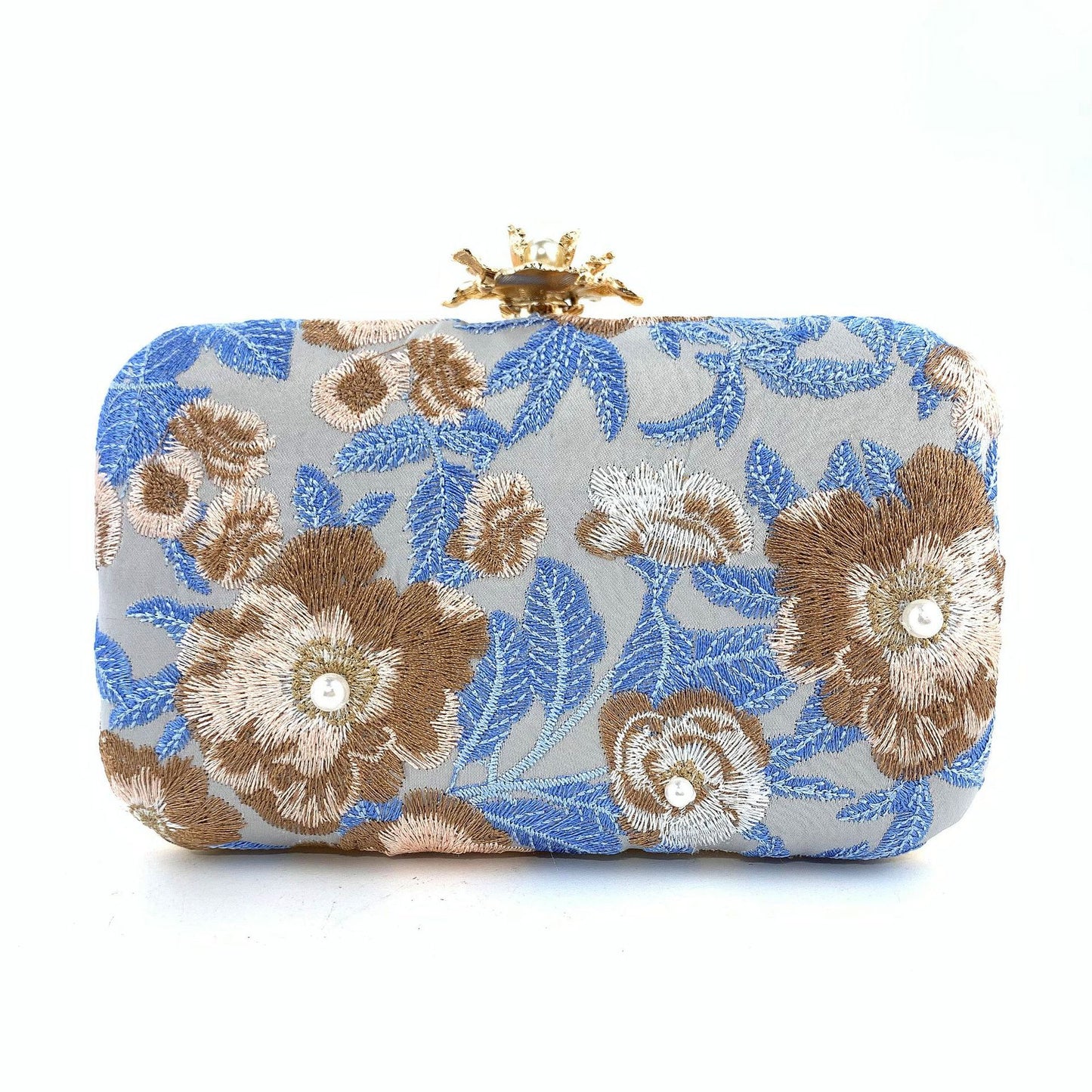Women's Embroidered Handmade Beaded Vintage Pearl Banquet Dinner Bag