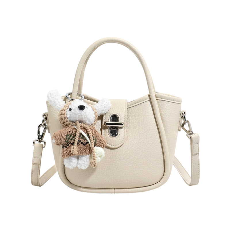 Women's Solid Color Niche Lychee Pattern Fresh Women's Messenger Bag