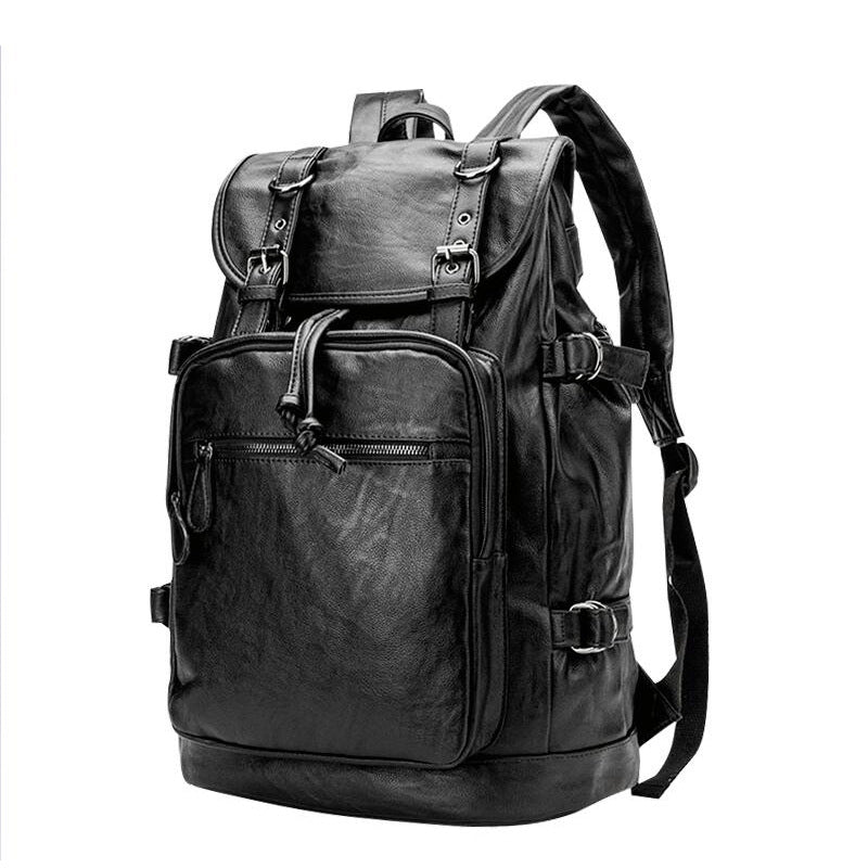 Men's Leather Korean Style Fashion Trendy Soft Large Backpacks