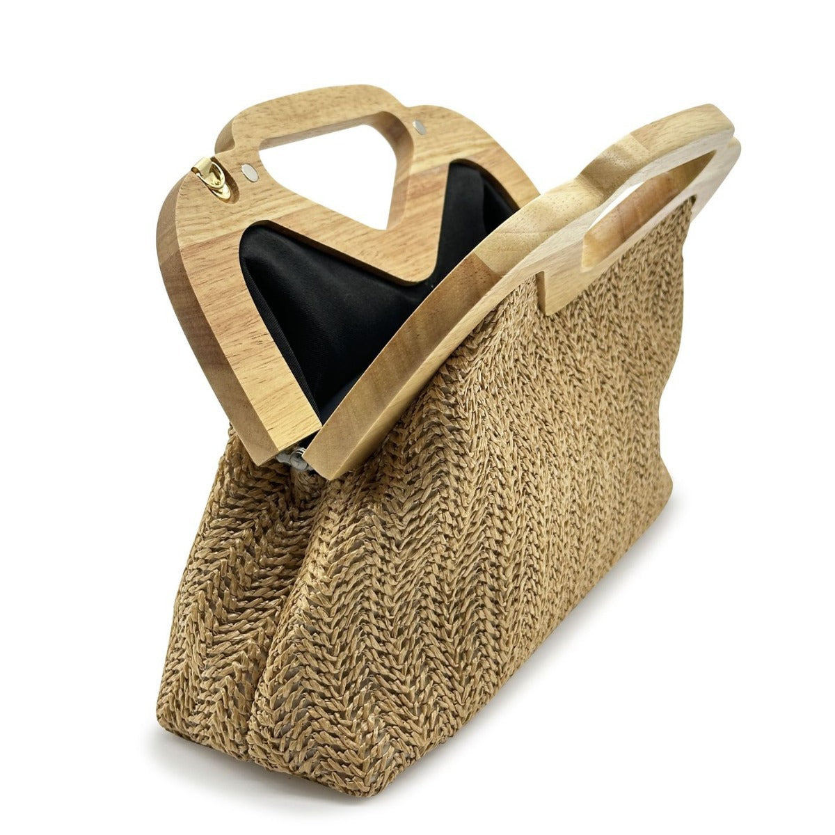 Women's Summer Main Push Wooden Banquet Hand Straw Dinner Bag