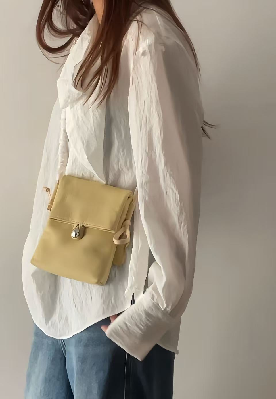 Korean Style Leather Button Minimalist Flip Bags