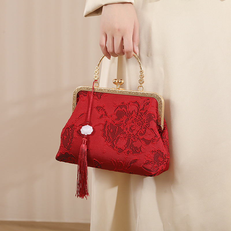 Chinese Style Red Bridal Wedding Classy Mom For Cheongsam Women's Shoulder Bag