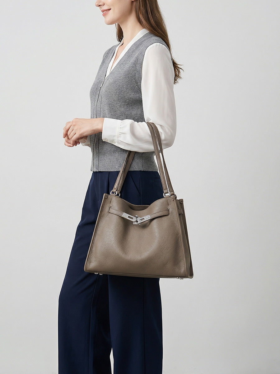 Cowhide Street Fashion Pragmatic Commuter Large Capacity Totes Bags