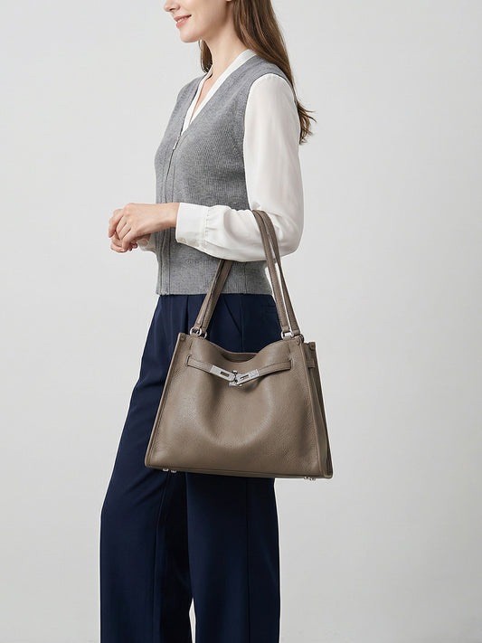 Cowhide Street Fashion Pragmatic Commuter Large Capacity Totes Bags