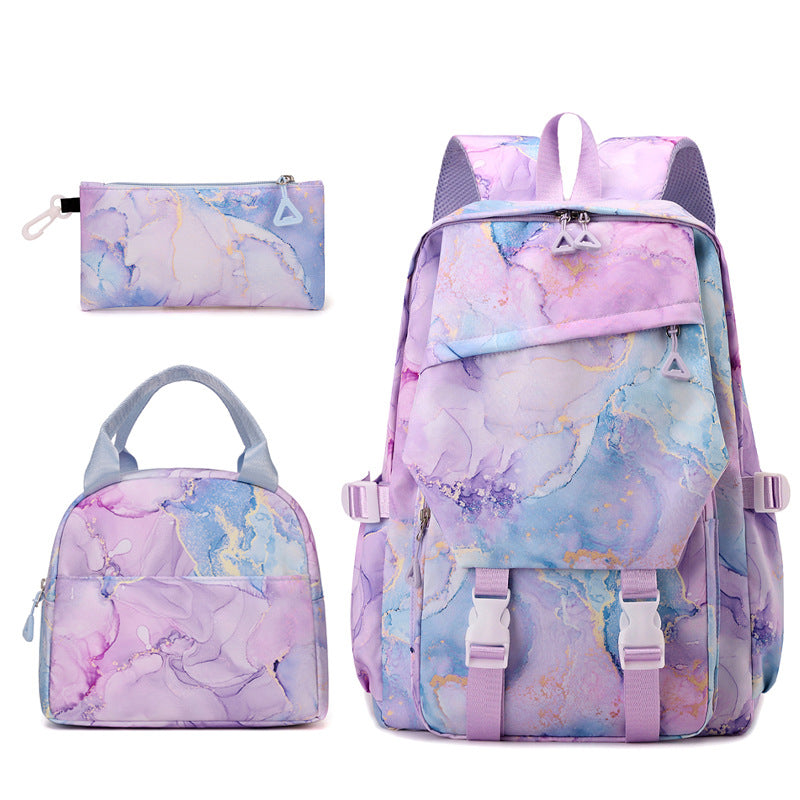 Printed For Primary Three-piece Set Simple Marbling Women's Shoulder Bag