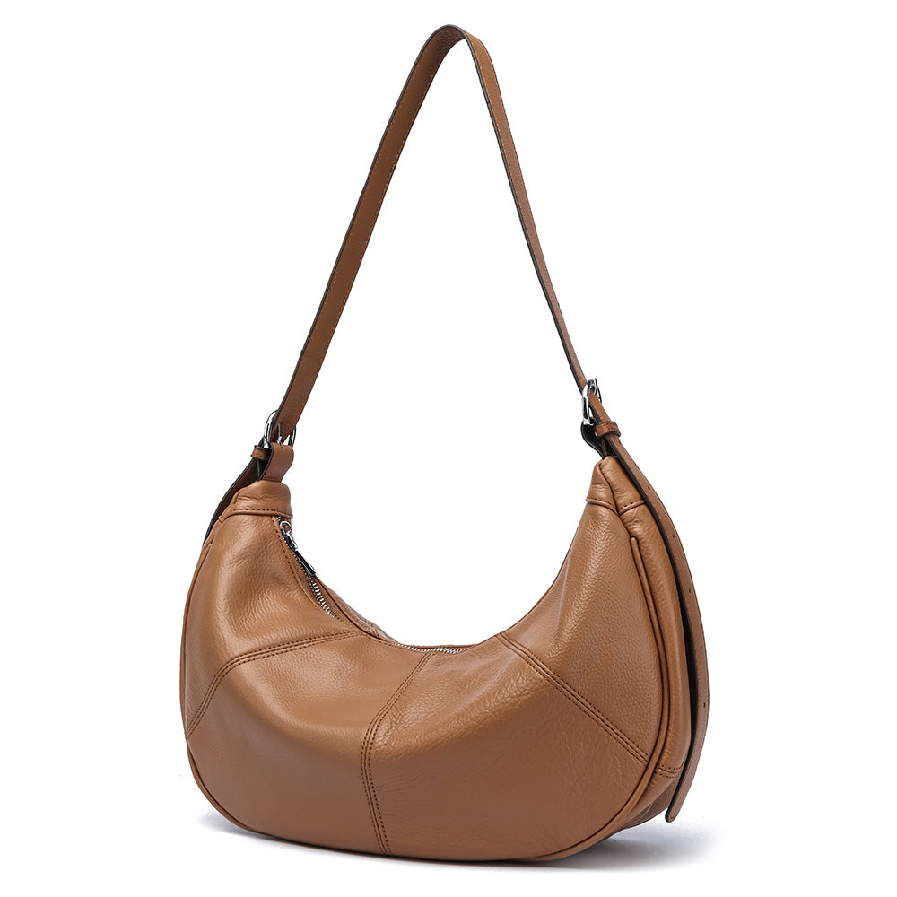 Fashionable Solid Color Retro Soft Surface Dumpling Women's Messenger Bag