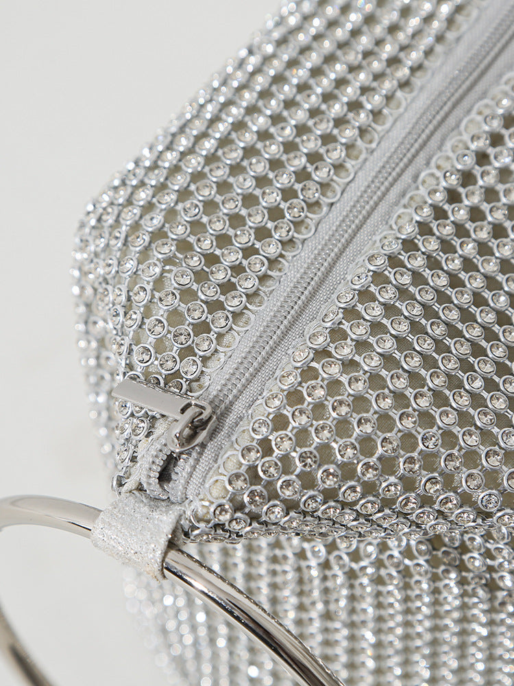 Women's Handmade Rhinestone Full Diamond Double Portable Dinner Bag