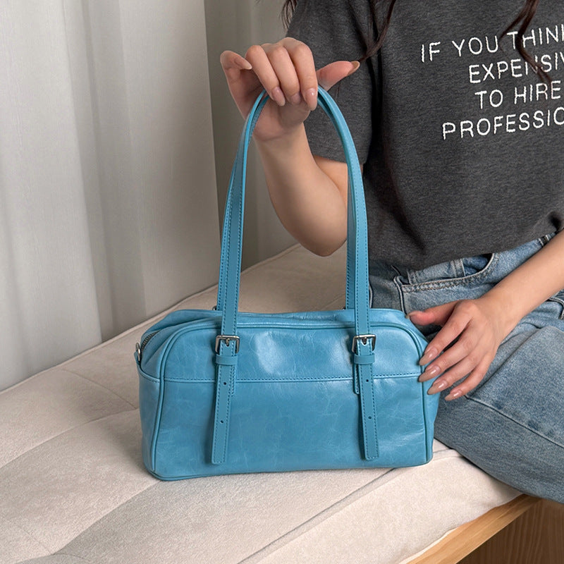 Niche Bowling First Layer Oil Wax Women's Shoulder Bag