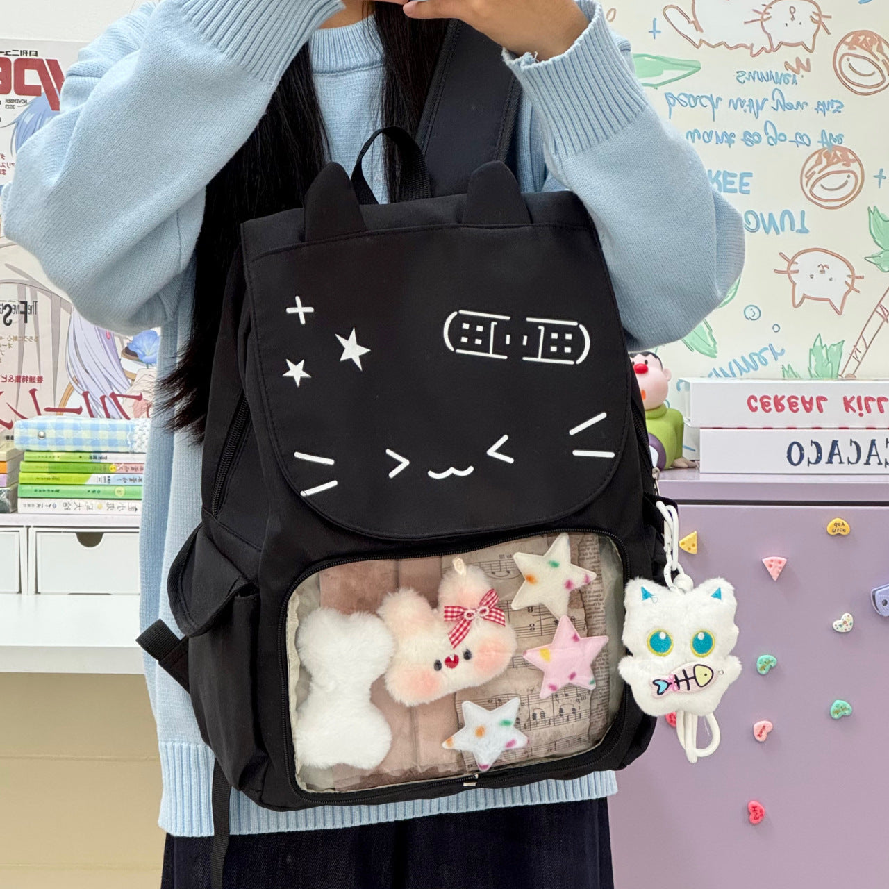 Women's Style Cartoon Cute Kitten Large Capacity Bags