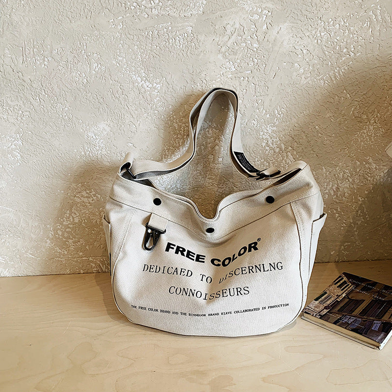 Women's Canvas Large Capacity Totes Printed Lettered Women's Messenger Bag