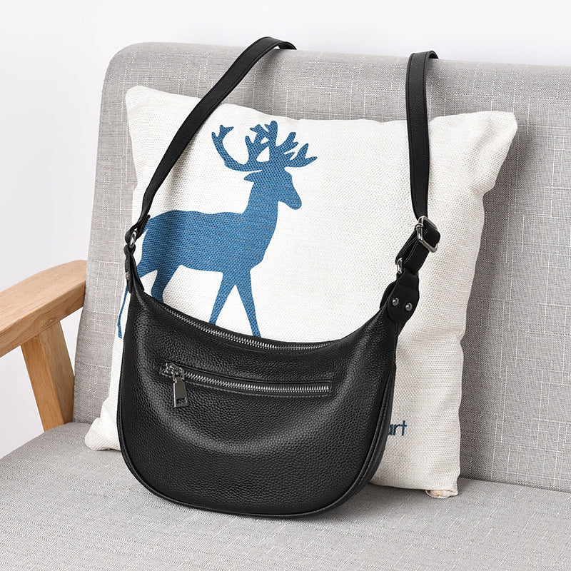 Women's First Layer Cowhide Selenodont Genuine Soft Underarm Women's Leather Bag