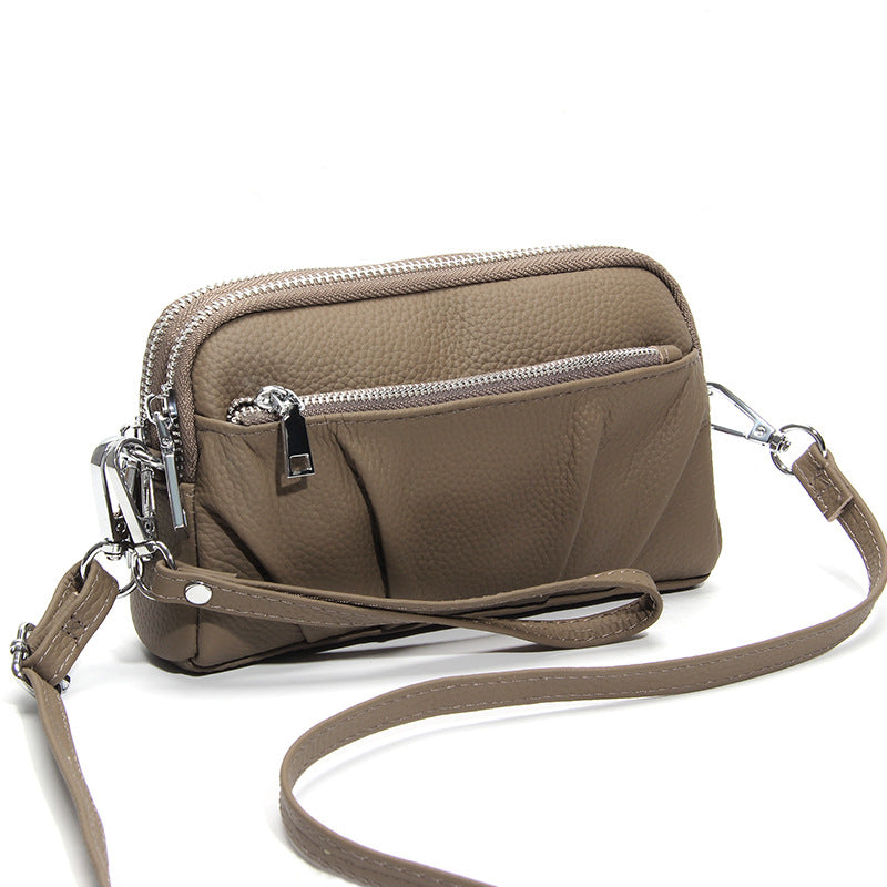 Women's Leather Large Capacity Fashionable Simple Pleated Lightweight Women's Messenger Bag