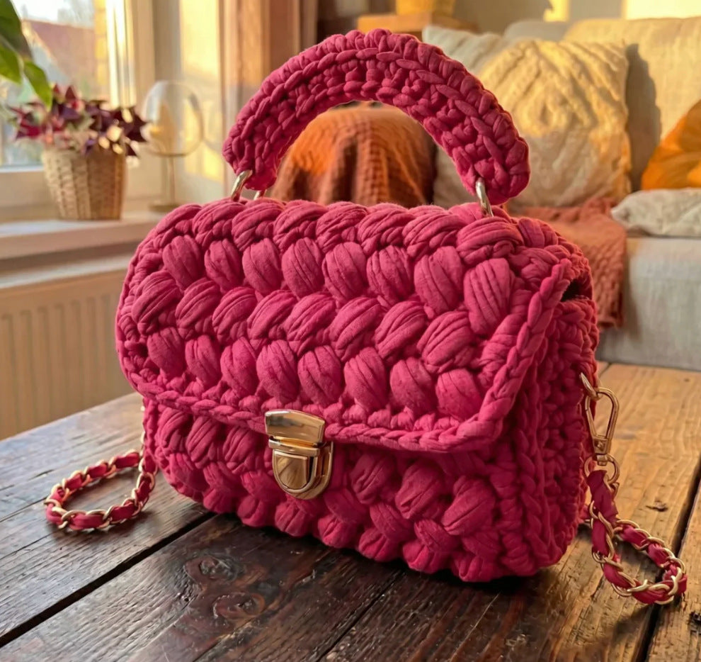 Women's Ya Hand-woven Material Crochet Homemade Classic Style Strip Women's Messenger Bag
