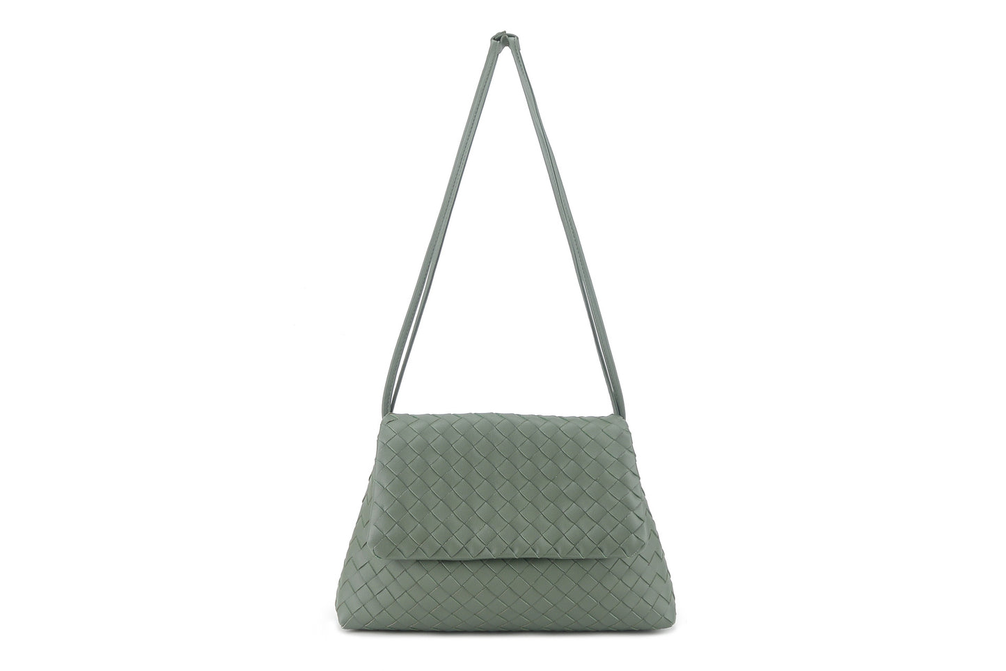 Summer Authentic Leather Weave Clamshell Drawstring Underarm Women's Shoulder Bag