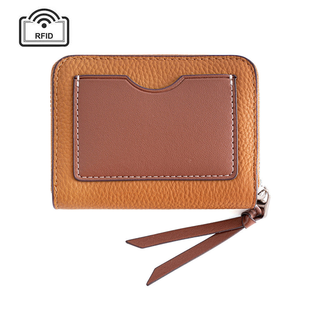 Women's Leather Made Korean Fashion Color Contrast First Layer Card Holder