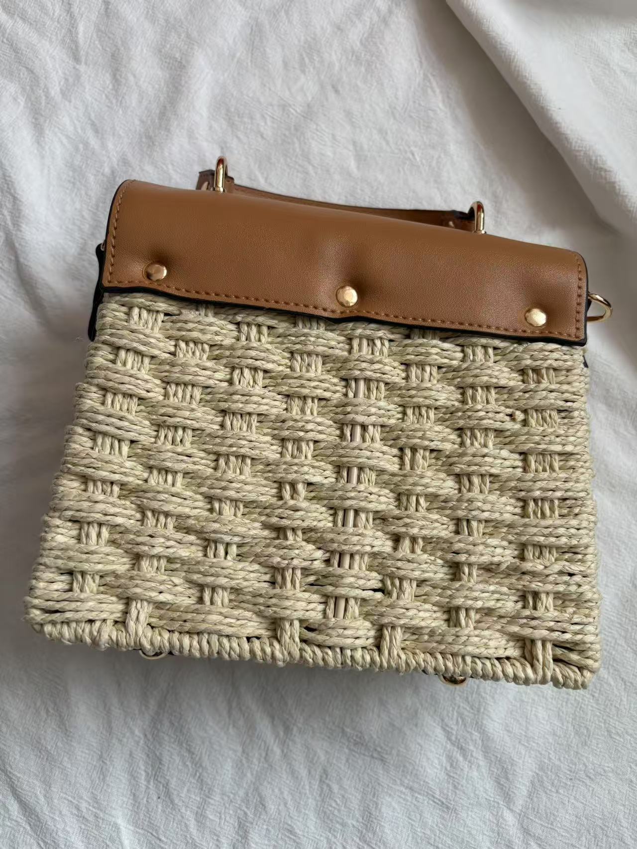 Unique Straw Vintage Mirror Woven Spring Bags