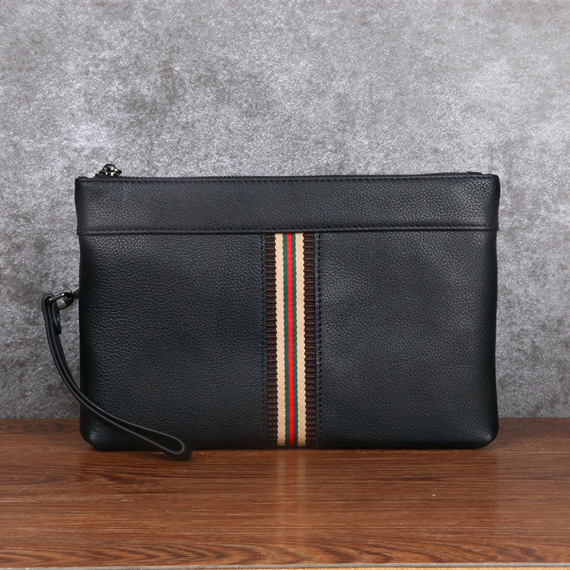 Men's Leather Horizontal Contrasting Color Business Fashion Leisure Trendy Men's Clutch