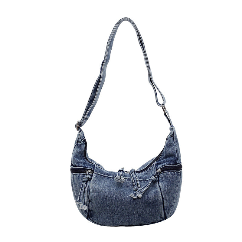 Women's Denim Fashion Large Capacity Commuter Dumpling Women's Shoulder Bag