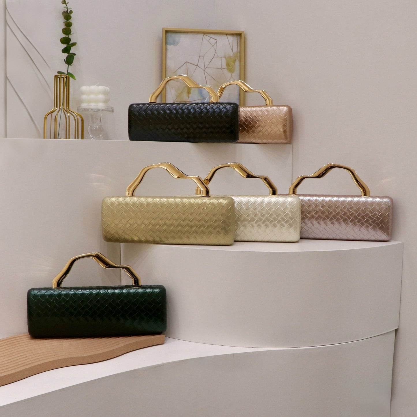 Gold Woven Clutch Affordable Luxury Fashion Women's Handbag
