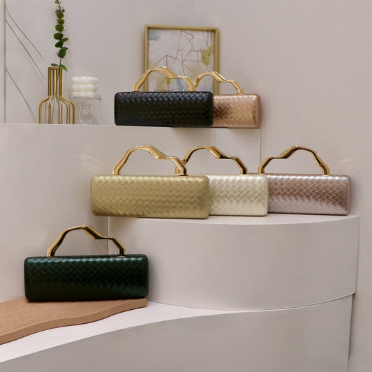Gold Woven Clutch Affordable Luxury Fashion Women's Handbag