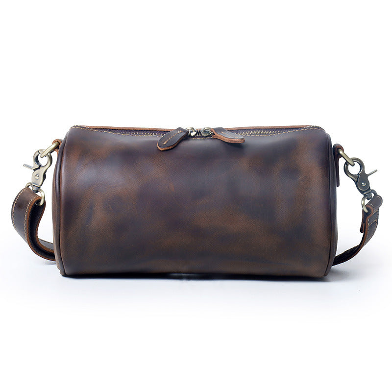 Men's Retro Crazy Horse Leather Simple Large Shoulder Bags