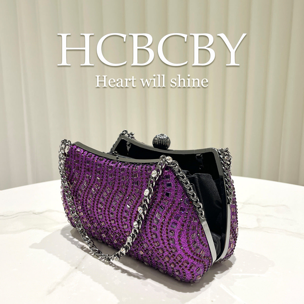 Women's Shiny Luxury Rhinestone Ornament Fashionable Elegant Dinner Bag