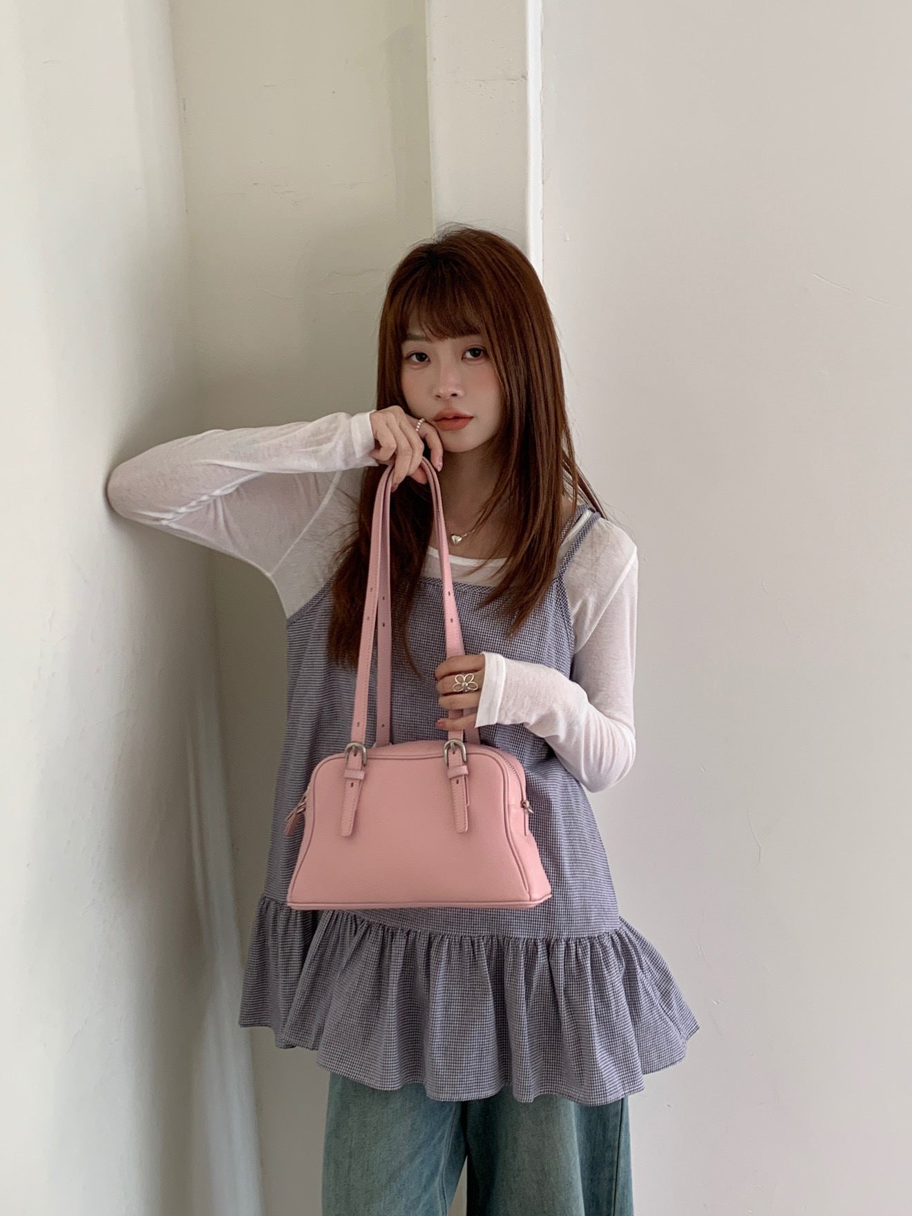 Women's Layer Cowhide Bowling Underarm Large Capacity Commuter Tote Bags