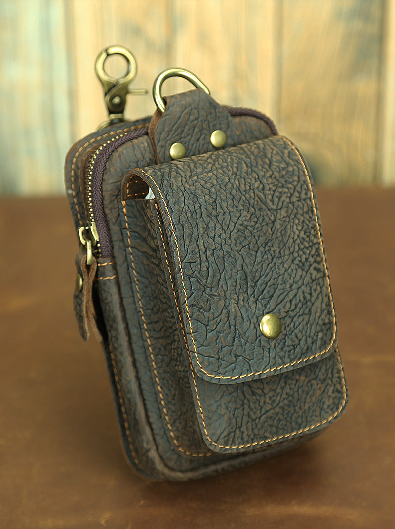 Crazy Horse Leather First Layer Cowhide Wear Hanging Genuine Phone Bags