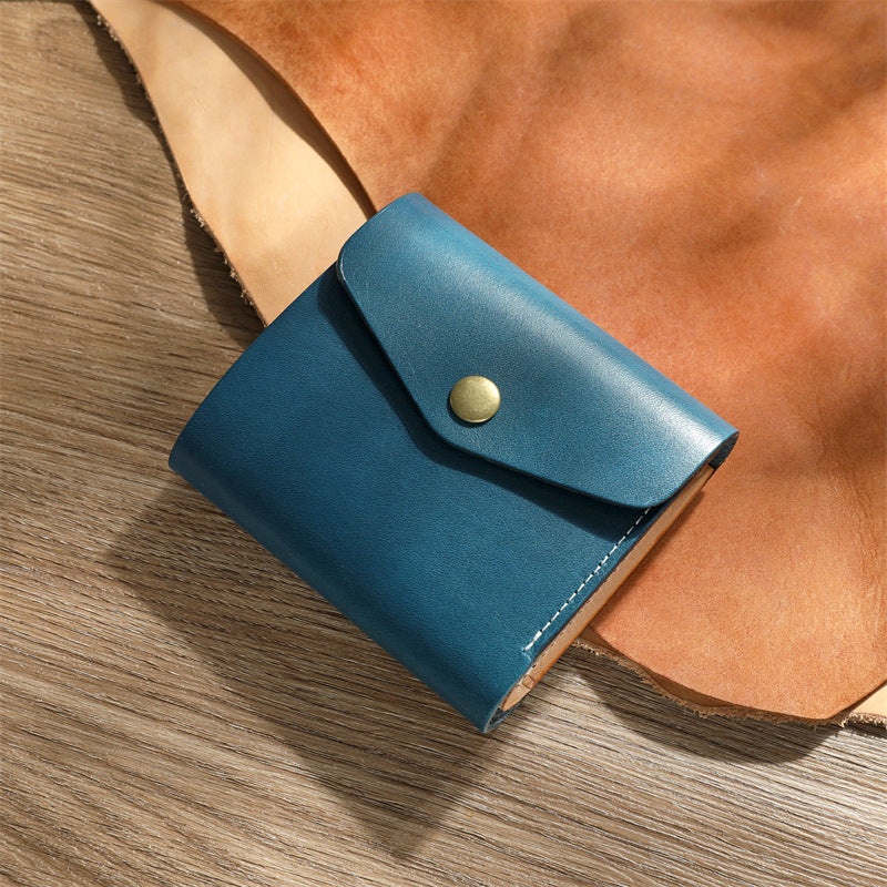 Women's & Men's Vegetable Tanned Leather Cowhide Short Genuine Men's Wallet