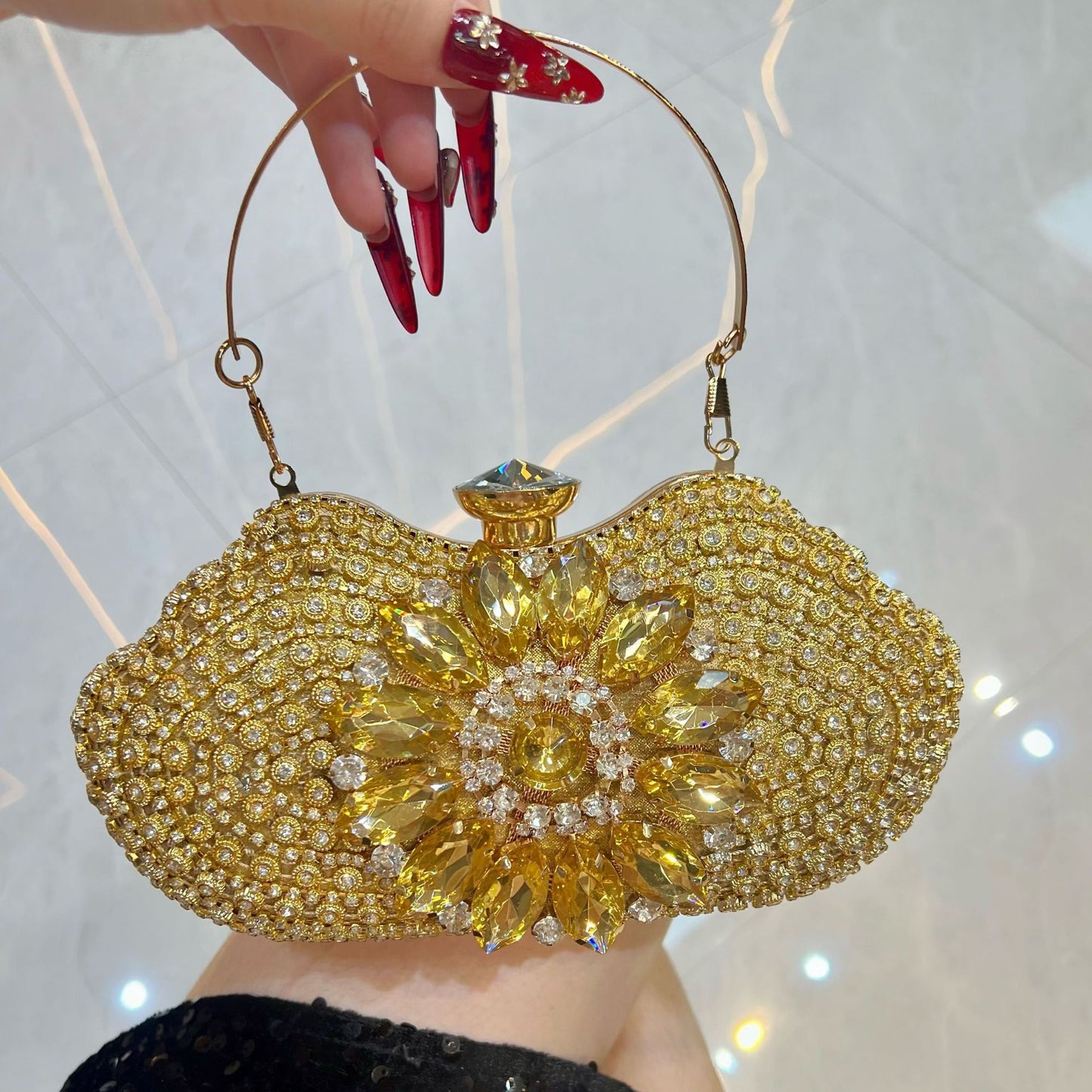 Women's Fashion Diamond Rhinestone Clutch Wedding Party Will Dinner Bag