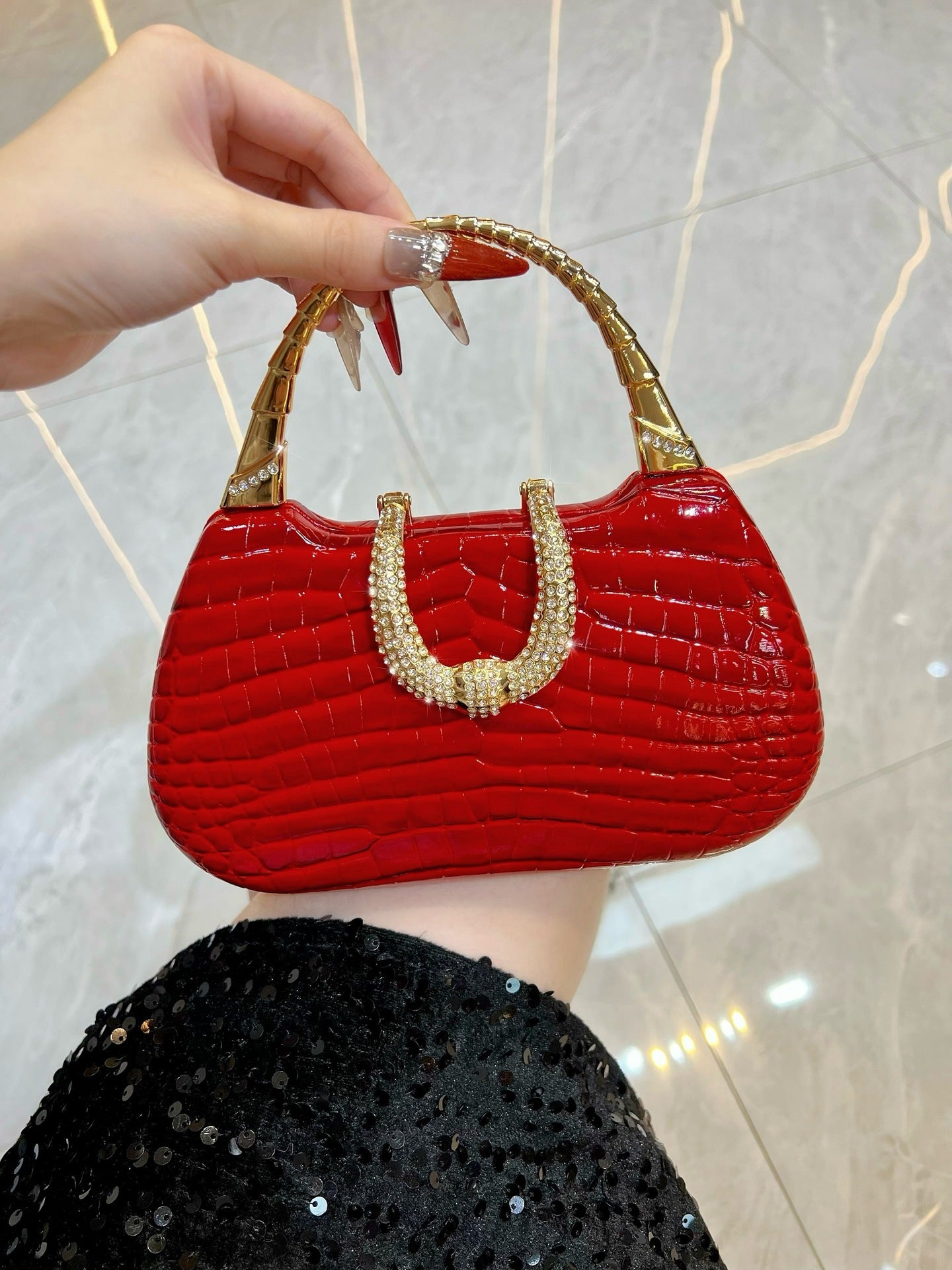 New High-grade Versatile Fashion Simple Rhinestone Dinner Bag