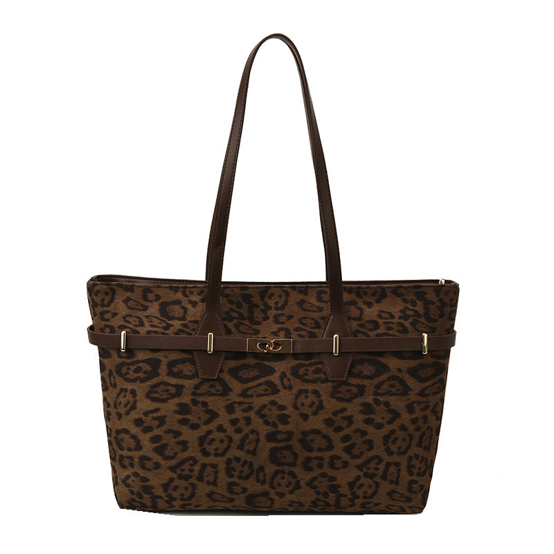 Fashion Retro Commuter Underarm Portable Leopard Print Large Capacity Shoulder Bags