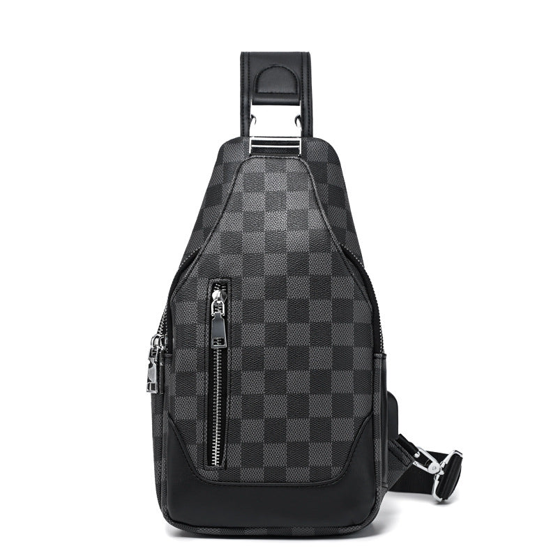 New Men's Classic Plaid Commute Minimalist Men's Bags