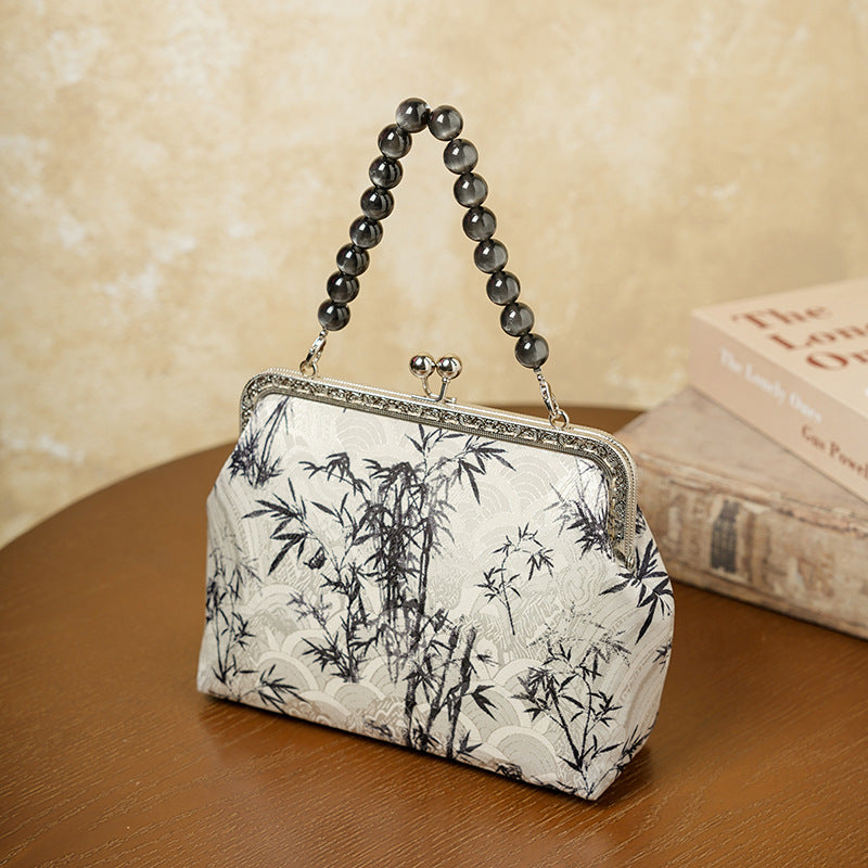 Ink Dyed Bamboo Pole Chinese Style Cheongsam Printed Women's Handbag