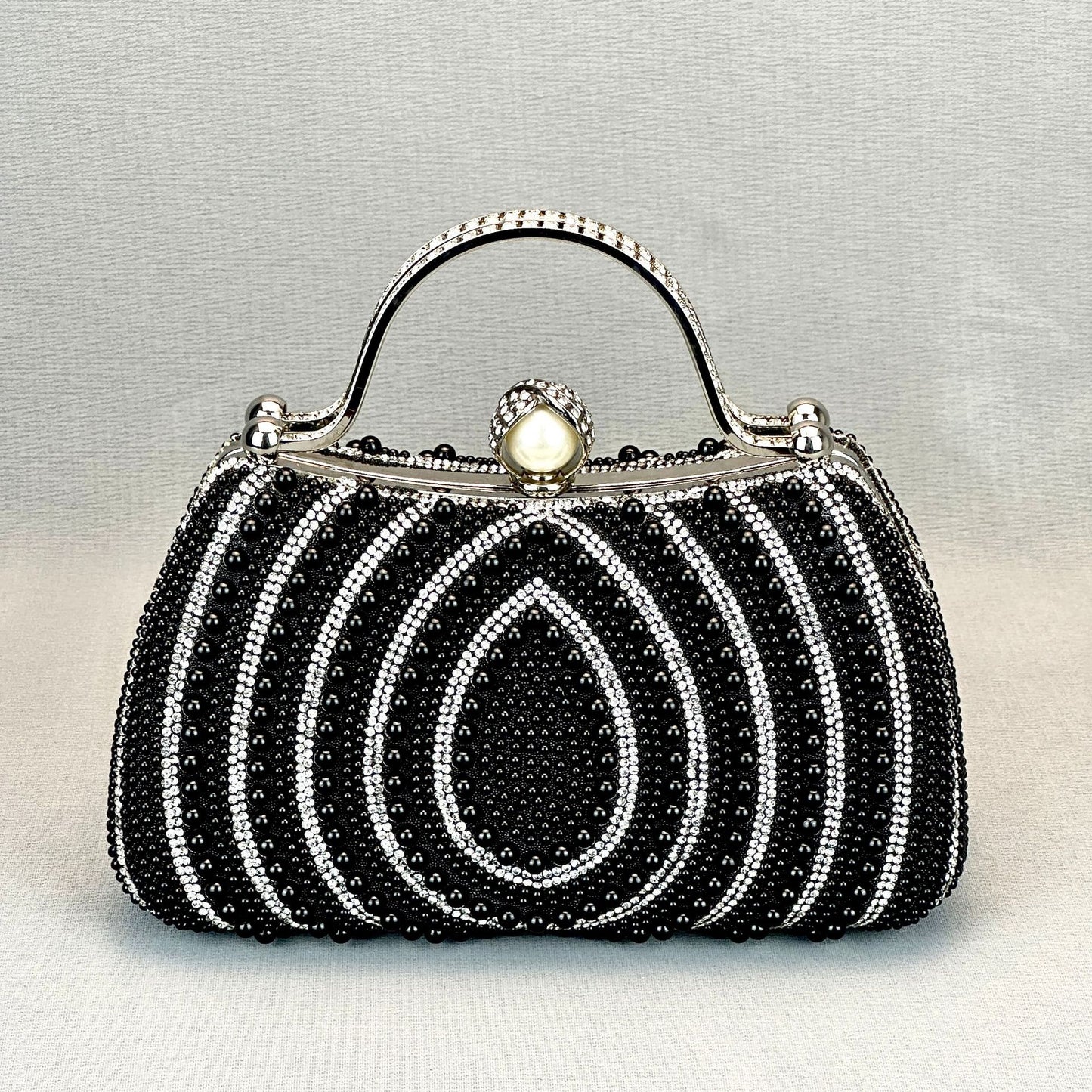 Women's Stylish Water Drop Pearl Hand Rhinestone One Party Dinner Bag