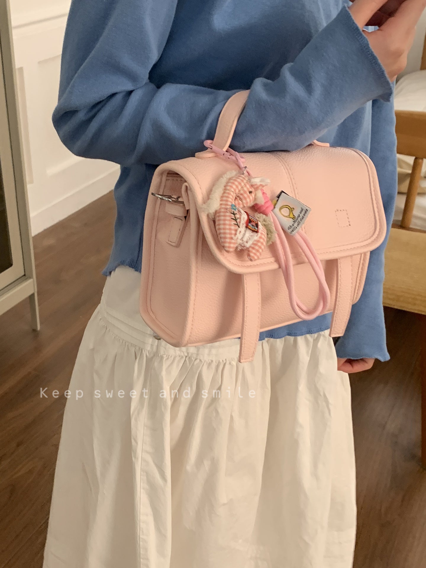Women's Korean Style Fashion Carrying Simple Cambridge Small Square Bag