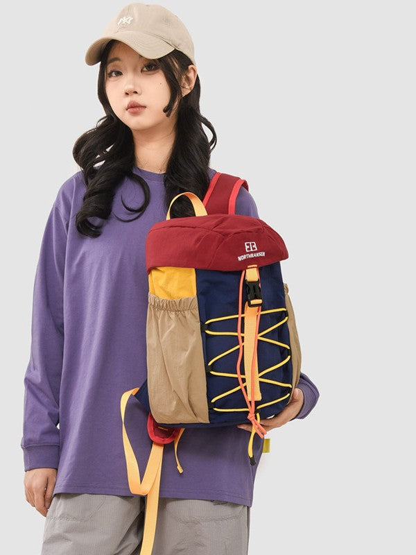 Women's Portable Contrast Color Leisure Drawstring College Backpacks