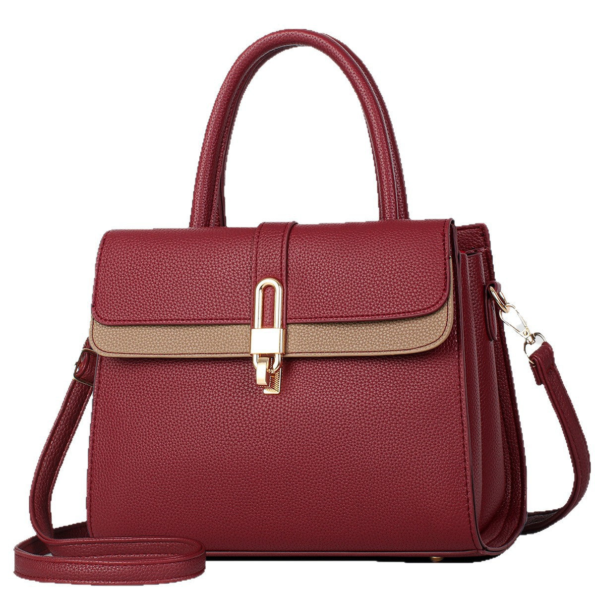 Women's High-grade Stitching Portable Light Luxury Lychee Bags