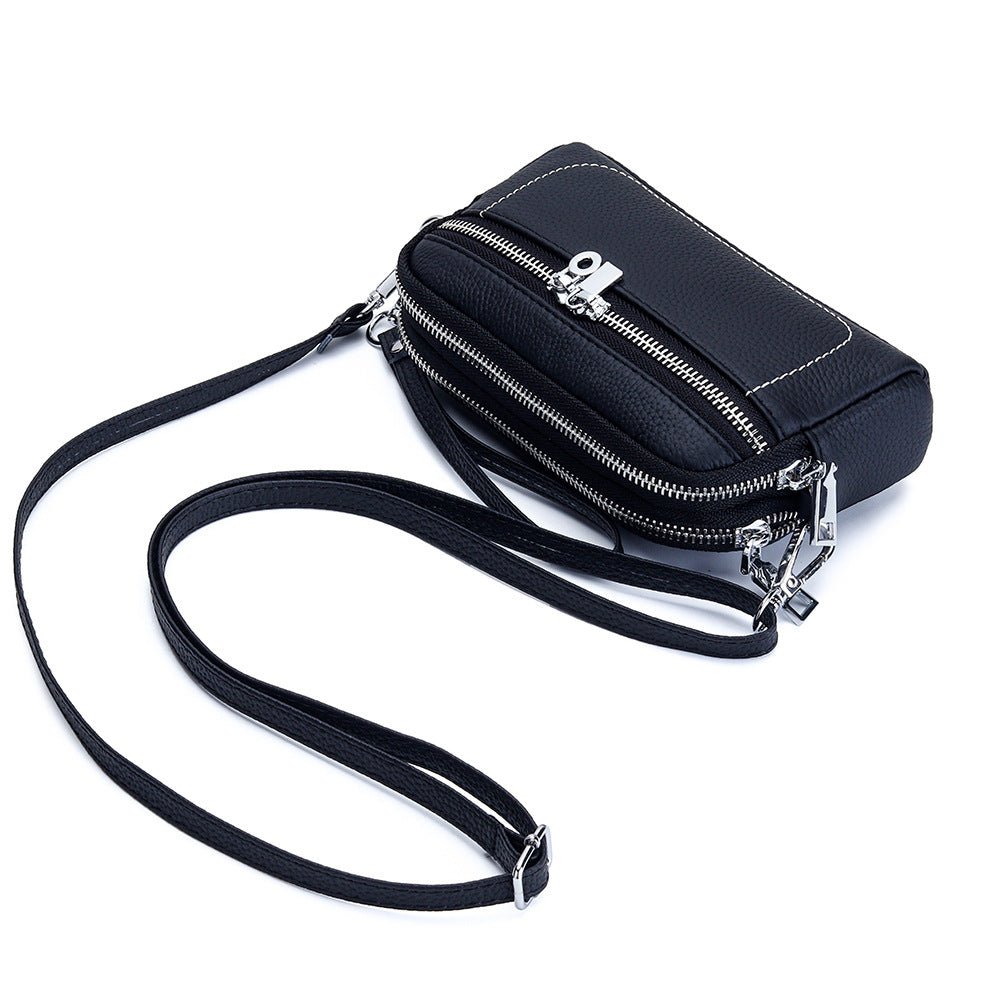 Women's Cowhide Exquisite Head Design Double Compartment Women's Clutch