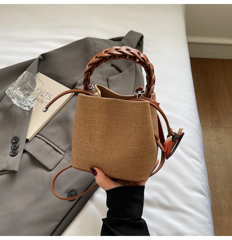 Minority Retro Texture Daily Trendy Patchwork Bucket Bags