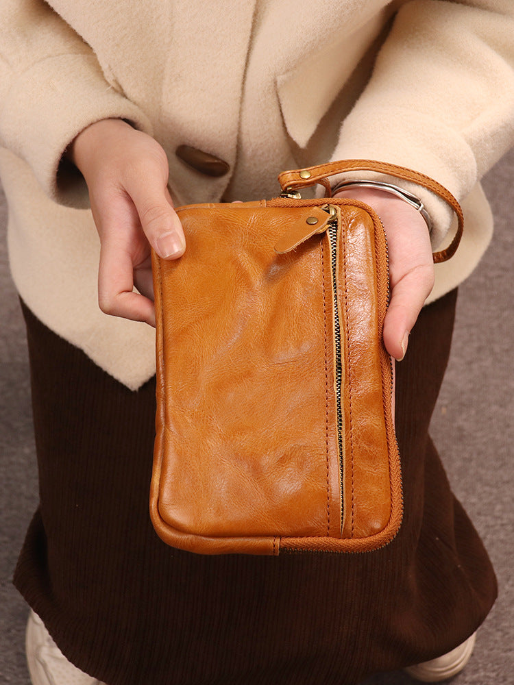 Women's Distressed Hand-rub Color First Layer Cowhide Retro Simple Large Capacity Bags