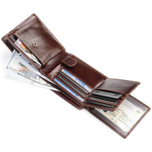 Women's & Men's Cowhide Short With Pocket Trendy Multi Men's Wallet