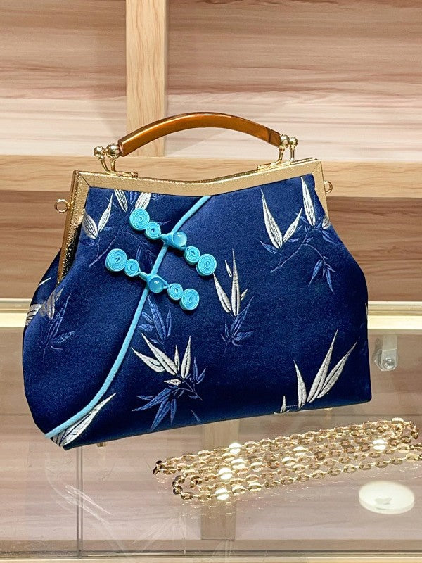 Women's Chinese Satin Pattern Chain National Fashion Coin Purses