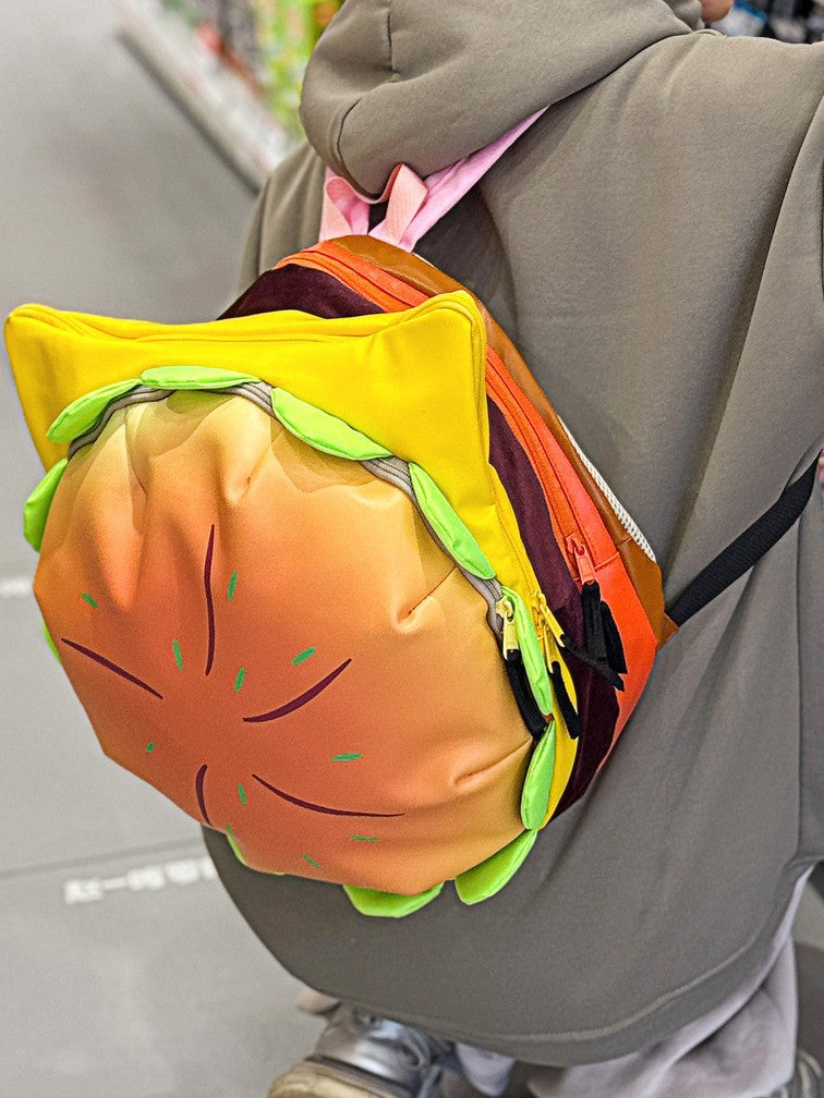 Cartoon Cheese Cute Hamburger Large Capacity Leisure Backpack