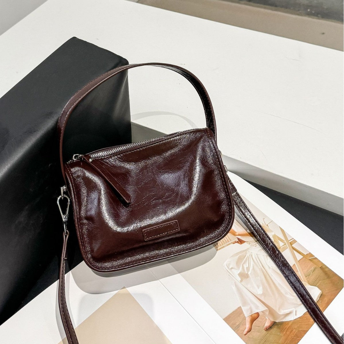 Women's First Layer Leather Fashion Simple Shopping Shell Practical Women's Shoulder Bag